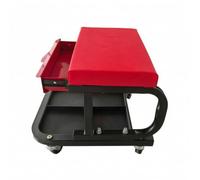 Mqetly Sgabello da Officina con Vassoio Attrezzi Imbottito Sgabello Mobile da Officina Stabile per Garage, Progetti Domestici, Rosso