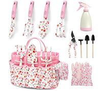 MQFORU Attrezzi da giardinaggio, set di 11 pezzi di attrezzi giardino per uso intensivo, nuovo set completo set giardinaggio, regali di giardinaggio per donne e uomini, Rosa