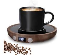 MQFORU, scalda tazze da caffè, scalda tazze con 3 livelli di temperatura, timer 2-12H, 4 ore, spegnimento automatico, piastra scalda bevande per caffè, tè, candela (venature del legno)