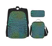 MQGMZ Alligator Skin Print Borsa per libri di grande capacità, leggera, per computer portatile, borsa termica per il pranzo, nero, Taglia unica