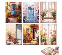 MQIAN 6 Pezzi Dipingere con i Numeri Adulti, Paint by Numbers, Dipingere con i Numeri Paesaggi, Quadri da Dipingere Numerati con Vernici e Pennelli