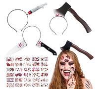 MQIAN Cerchietto 3 pezzi Halloween, cerchio capelli halloween, cerchio capelli halloween, cerchio capelli costume halloween, coltello cerchio capelli halloween
