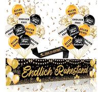 MQIAN Finalmente pensionato, decorazione XXL, banner, palloncini, fascia, pensione