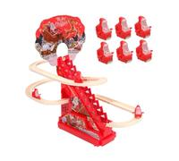 Mqiklt 9 Pezzi Giocattolo Arrampicata Pista Trenino Materiale PP Montaggio Semplice Musicale Adatto per Bambini Decorazione Interni Feste, con 9 Figure di Babbo Natale, Taglia unica bambino
