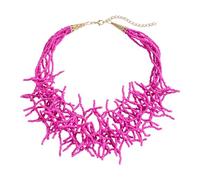 Mqiklt Collana Donna Collana Perline Multi Filo Statement Collarino Chunky Bib Originale Design Corallo in Metallo Adatta a Casa Lavoro Serenata, Rosa Rossa