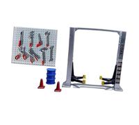 Mqiklt Diorama in 1:64: Accessori per Garage, Attrezzi per Manutenzione, Piattaforma Elevatrice Realistica, Modello Architettonico, Telaio di Riparazio, Ascensore per Auto Argento