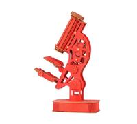 Mqiklt Kit Puzzle Microscopio 3D in Legno, Giocattolo Educativo, Puzzle da Assemblare Fai-da-Te, Ideale Come Regalo, Rosso