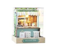 Mqiklt Miniatura Casa delle Bambole Kit Mobili Puzzle DIY LED Cornice Polvere Artigianale Adatta per Regalo Decorazione Festa, Dolce