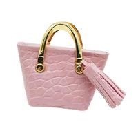 Mqiklt Miniatura di Borsetta da Donna, Borsa Tote per Statuette, Elementi di Costume, Scenografie, Simulazioni di Giochi, Borsa alla Moda da Donna, Rosa
