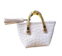 Mqiklt Miniatura di Borsetta da Donna, Borsa Tote per Statuette, Elementi di Costume, Scenografie, Simulazioni di Giochi, Borsa alla Moda da Donna, Bianco