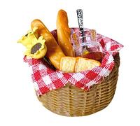 Mqiklt Pane con Cestino E Accessorio per Scena da Picnic: 12 Casa delle Bambole Scena di Picnic All'aperto Barbecue O Playset Cucina per Bambole in, Scozzese Rosso
