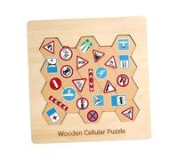 Mqiklt Puzzle in Legno per Bambini Piccoli, Segnali Stradali, attività di Apprendimento Prescolare, Educativo per Ragazzi E Ragazze, Giocattolo da Viaggio, P
