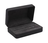 Mqiklt Scatola Portagioie Organizer in PU a 3 File con Imbottitura, Portatile, Adatta per Viaggi, Nero
