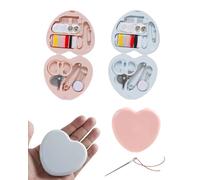 MQLSAERI 2 pezzi Kit da cucito, mini kit da cucito per accessori da te di emergenza cucito forniture da viaggio portatili fai di riparazione a forma di cuore custodia da cucito con aghi, bottoni in