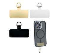 MQLSAERI 3 Pezzi Toppa per Cordino Telefono con Anello a Molla in Metallo Universale Metallo Patch Toppa per Cordino Cellulare per la Maggior Parte dei Telefoni - nero+oro+argento