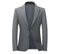 MQMYJSP Giacca da uomo per la primavera e il lavoro, casual, resistente alle grinze, confortevole, non si stira, per, Grigio chiaro, XL
