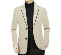 MQMYJSP Giacca da uomo primaverile non stirata resistente alle pieghe versatile Business Casual ufficio quotidiano Blazer, Cachi chiaro, L