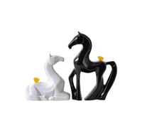 Mqnnfc Statua di cavallo minimalista da 2 pezzi, figurine di cavallo creative rilassate e contente, ornamento di cavallo di arte moderna in piedi e sdraiato, regalo for gli amanti dei cavalli e