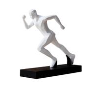 Mqnnfc Statua di corridore astratta, statuetta di corridore di atleta moderna, scultura geometrica unica con base, regali per appassionati di sport, decorazione per la casa, l'ufficio (bianco)