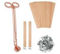 MQODLFP 100 stoppini in legno per candele, 13 x 1,3 cm, stoppini senza fumo in legno di ciliegio con clip metalliche, punti adesivi e tagliacapelli