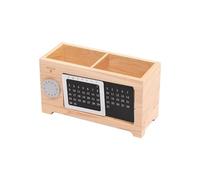MQODLFP Calendario portapenne multifunzionale Desktop Office Storage Box Ufficio Ornamenti Desktop in legno di acero Scatola di immagazzinaggio Colore Legno