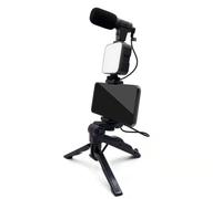 MQODLFP Kit treppiede per telefono cellulare con microfono LED Fill Vlog Video Making Kit per la registrazione dal Selfie Studio A