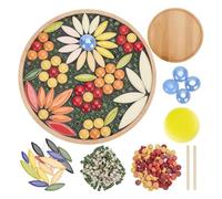 MQODLFP Set di sottobicchieri in bambù con mosaico floreale fai da te, per realizzare sottobicchieri a mosaico fatti a mano, decorazione