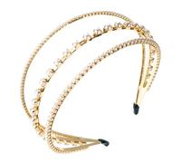 MQPALZKD Accessori for capelli Lega con diamanti e perle Fasce for capelli a tre strati