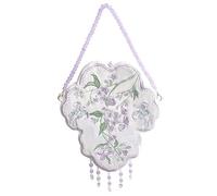 MQPALZKD Borsa a tracolla da donna in cristallo con fiore viola Embriodery Lady con nappa con perline