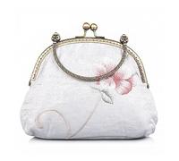 MQPALZKD Borsa a tracolla Kisslock a catena vintage da donna fatta a mano con ricamo floreale vintage. Borsa a tracolla Kisslock a catena piccola carina