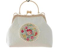 MQPALZKD Borsa da sera con perline floreali con ricamo a diamante, pochette da donna con struttura in metallo