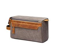 MQPALZKD Borsa da toilette for uomo Kit da barba borsa in pelle kit di cuoio da viaggio borsa da barba da uomo borsa da toilette da uomo canvas(Gray)