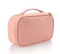 MQPALZKD Borsa for il trucco da viaggio a breve distanza Scatola for trucco portatile pieghevole a doppio strato Borsa da viaggio in pelle PU