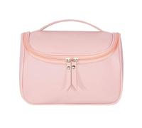 MQPALZKD Borsa for il trucco portatile in pelle impermeabile con borsa for cosmetici in PU con doppia cerniera in metallo