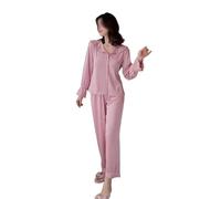 MQPALZKD Cardigan a Maniche Lunghe in Seta di Ghiaccio Autunno e Inverno da Donna, Set Indossare for la casa in Stile Palazzo retrò Primaverile ed Estivo