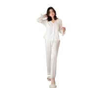MQPALZKD Cardigan a Maniche Lunghe in Seta di Ghiaccio Autunno e Inverno da Donna, Set Indossare for la casa in Stile Palazzo retrò Primaverile ed Estivo