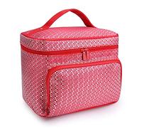 MQPALZKD Diamond Lattice Big Bag Cosmetic Bag Ladies Impermeabile Professional Bath Prodotti Lavandosità Necessità Agenzia di viaggi Cosmetici(Red)