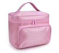 MQPALZKD Diamond Lattice Big Bag Cosmetic Bag Ladies Impermeabile Professional Bath Prodotti Lavandosità Necessità Agenzia di viaggi Cosmetici(Roze)