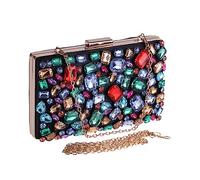 MQPALZKD Europa e gli Stati Uniti variopinto diamante frizione cena partito sacchetto frizione hard shell bag, D, Talla nica
