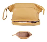 MQPALZKD Grande borsa for il trucco Borsa for cosmetici a doppio strato Borsa da toilette for organizer spaziosa in pelle PU for le donne(C)