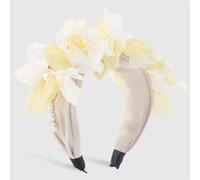 MQPALZKD Set di tessuti floreali con fascia con diamanti, elegante fascia con garza a rete imitazione perla(3-Pack)