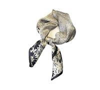 MQPALZKD Sweet Champagne Color Silk Scarf 27.6 Inch Square Scarves Satin Print Floral Headband Headdress