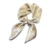 MQPALZKD Sweet Champagne Color Silk Scarf 27.6 Inch Square Scarves Satin Print Floral Headband Headdress