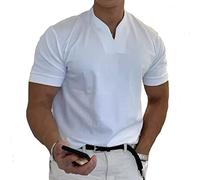 MQSHUHENMY 2022 Men Gentlemans Business Short Sleeve Fitness T Shirt, Mens Business Sleeve Cotton Casual Shirts (2XL,White)