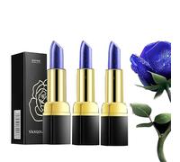 MQSHUHENMY Long-Lasting Moisturizing Lipstick, Magical Discoloration Blue-Rose Temperature Changing Lipstick, Blue Lipstick, with Flash Long-Lasting Long-Lasting (3Pcs)
