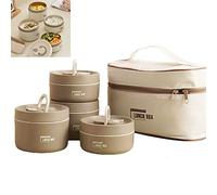 MQSHUHENMY Portable Insulated Lunch Container Set, 2022 New Stackable Stainless Steel Food Container with Thermal Bag, Insulated Lunch Containers, Thermal Lunch Box Bento Box Set (Brown,4 Layer)