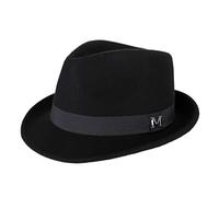 MQVQAUBST Berretto da Uomo in Lana Fedora da Uomo in Feltro Caldo Spesso Invernale Cappello a Cilindro Homburg Classico a Tesa Stretta da Uomo(Black)
