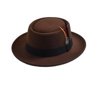 MQVQAUBST Cappello Vintage Pork Pie Cappello Fedora da Uomo in Feltro con Tesa arrotolata con Piume Cappello da Chiesa da Uomo Trilby Taglia US 7 1/4 UK L(Purple)