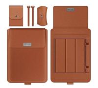MQVQAUBST Custodia da viaggio for notebook antiacqua in PU adatta for Samsung Galaxy Book 4 5 Pro 360 14 15.6 16 Borsa for laptop Custodia con custodia a vibrazione(Brown,For 15.6-16inch)