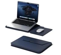 MQVQAUBST Custodia portatile multifunzione antiacqua in PU adatta for Samsung Galaxy Book 6 Pro Ultra 14 Borsa for laptop da 16 pollici con custodia(Blue,15-15.6 inch)